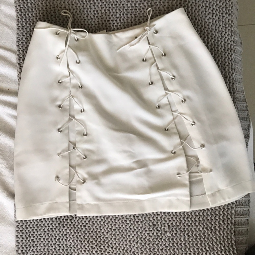 White Lace-Up Skirt